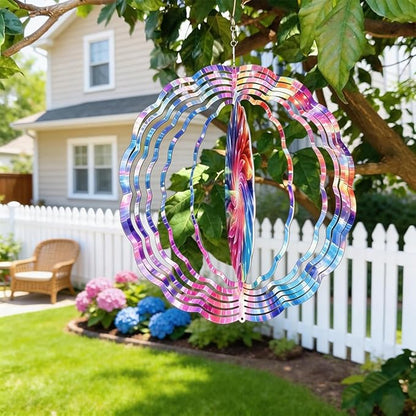 10x10 Rainbow Swirl Starburst Spinning Wind Chime Colorful Light Beam Crystal Chimes Outdoor Garden Wind Spinner Mother's Day Housewarming Gift