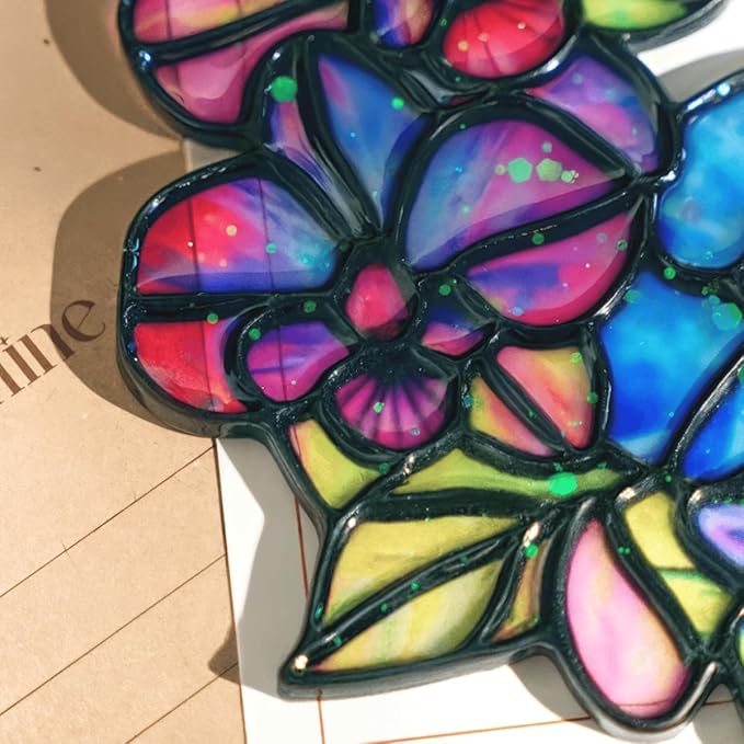 Orchid Flower Handmade Resin Suncatchers, Artisan Sun Catcher, Stained Glass Effect, Flower Suncatchers for Window Hanging, Garden Decor, Gift for Mother's Day Mom Women Grandma Wife