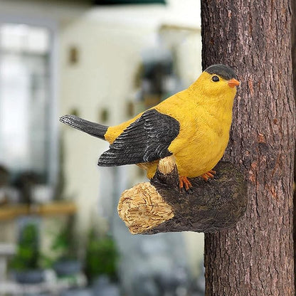 Bird Model Resin Bird Figurine Tropical Tree Hanging Ornaments Animal Bird Statue for Wedding Garden Fence Porch Decoration - Yellow