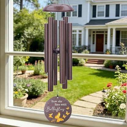 Personalized Wind Chimes, 36inch/45inch Custom Name Keepsake, Gifts for Loss of Loved One, Memorial Wind Chimes in Loving Memory of Dad/Mom, Butterfly Fly to Heaven (Produced in USA)