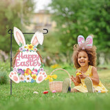 Easter Decorations Rabbit Garden Banner Double-Sided Printed Flag Bunny Yard Flags Bunting Outdoor House Yard Spring Seasonal Decoration Flower Egg