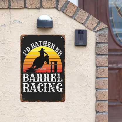 Vintage Tin Metal Sign I D Rather Berel Racings 8x12 Inch Retro Wall Decor for Home,Patio,Yard,Office,Funny Quotes and Motivational Sayings