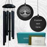 Personalized Tree of Life Wind Chimes - Deep Melody, Custom Engraving, Thoughtful Outdoor Gift
