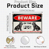 Beware Of The Dog Pug Sign Aluminum Metal Tin Signs Outdoor Yard Sign Warning Sign For Fence Yard Home Kitchen Farm Garden Wall Decor 8x12 Inch