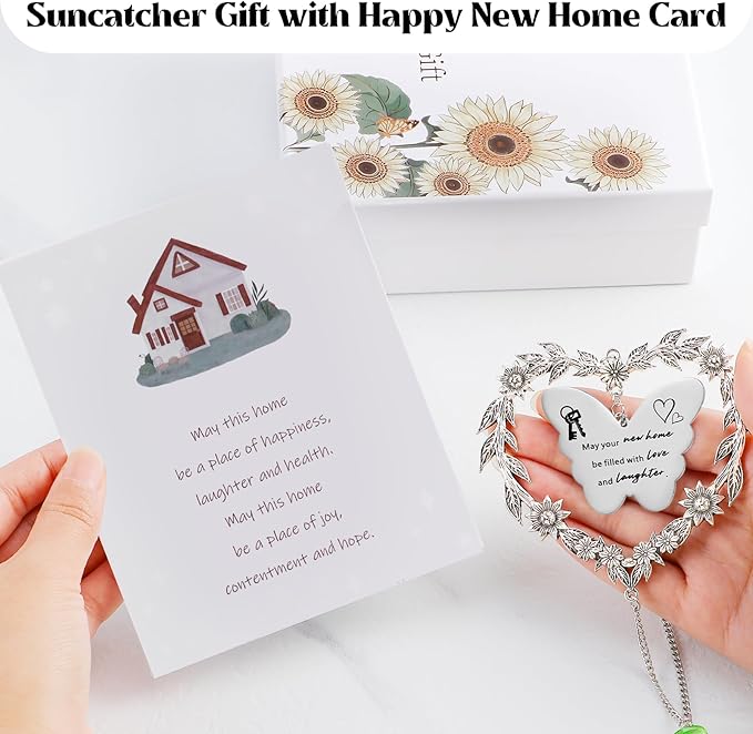 Housewarming Gift Sun Catcher, New Home Gift Heart-Shaped Wreath Hanging Ornament for Window, Happy New Home Rainbow Maker for Neighbors, Best Housewarming Present 2025 for Friend