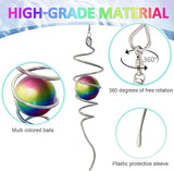 Gazing Ball Spiral Tail, Wind Spinner Stabilizer with Multi Color Sphere & Swivel Hook, Sun Catcher 11" Tail and 2" Stainless Steel Orb, Indoor Outdoor Garden Decor, Creative Gifts 13 inch