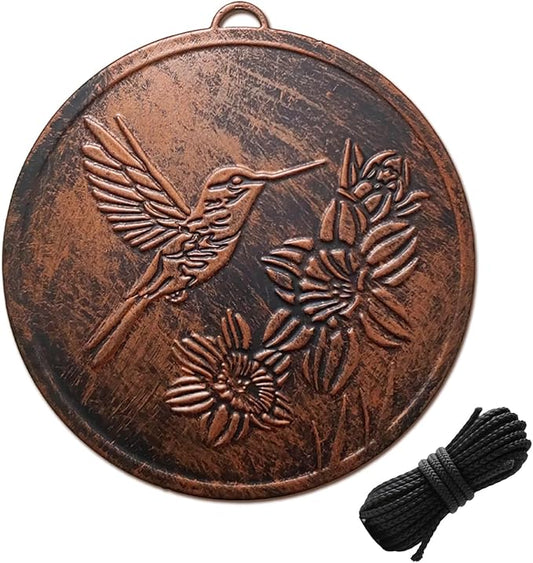Replacement Wind Catcher, Circular Vintage Hummingbird Decor with 16.4FT Nylon Cord, 1MM Thick Metal Wind Chime Replacement Parts for Wind Chimes, Hanging Decoration Ornament for Garden, Patio, Tree
