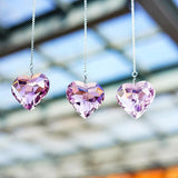H&D HYALINE & DORA Pink Heart Crystals Suncatcher Hanging Heart Sun Catcher with Chain Pendant Ornament for Window Home Garden Christmas Tree Party Wedding Decor(3 Pack)