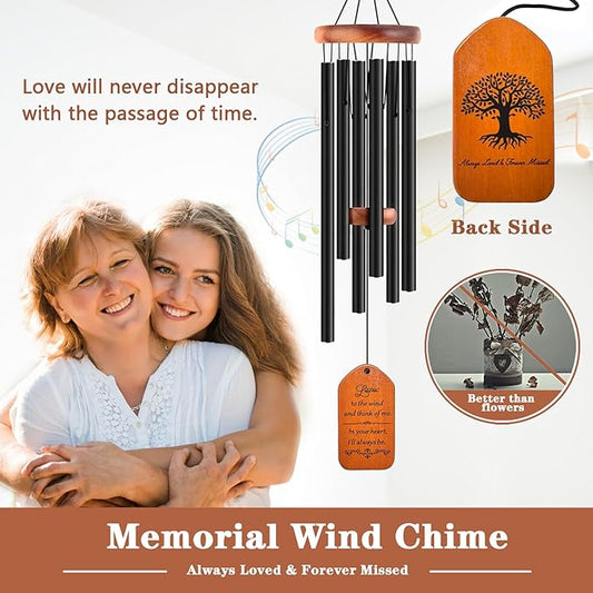 Soopau Sympathy Gift Baskets, 30" Wooden Memorial Wind Chimes for Loss of Loved One, Memorial/Bereavement/Condolence/Funeral Gifts, in Memory of a Loved One Mother Father