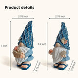 LIFFY Garden Gnomes Statues Outdoor Funny Garden Decor Indoor Resin Beach Gnome Sculpture Ocean Gnomes for Beach, Patio, Lawn, Yard, Porch, Bookshelf Gifts (Blue and White)