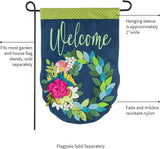 Evergreen Flag Flower Wreath Garden Burlap Flag | Spring Floral Garden Flags 12x18 double sided | Small House Flags For Outside | Welcome Spring Flag Décor for Yards Porch Gardens
