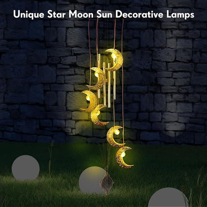 Colingmill Solar Wind Chimes for Outside Waterproof Hanging Wind Chimes Lights Outdoor Decor Yard Garden Gifts for Mother Mom Grandma Wife Neighbors(Moon,Warm Colored Lights)