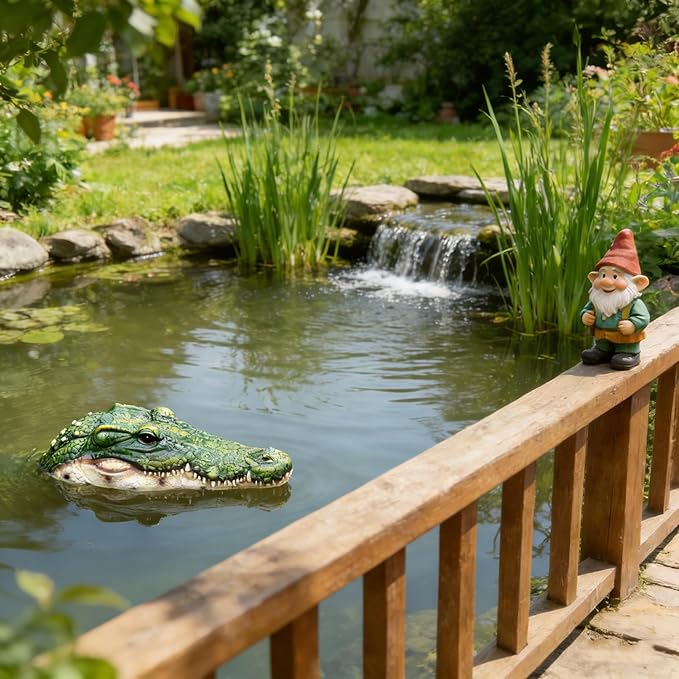 Realistic Floating Alligator Head Decoy for Ponds & Pools - Premium Quality Crocodile Decor, Duck Deterrent, Garden & Yard Animal Protector, Lifelike Predator Replica