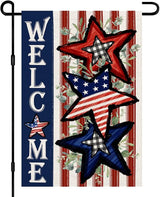 Independence Day 4th of July Garden Flag Burlap 12x18 Inch Double Sided, Patriotic American Stars and Stripes Yard Outdoor Decor DF304