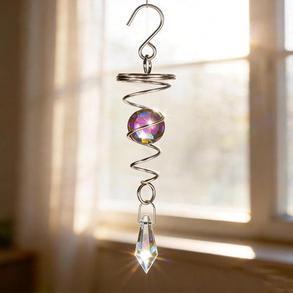 Hanging Wind Spinner, 2 Pieces, Blue and Purple Stainless Steel Decorative Wind Spinner with Swivel Hook for Smooth Spinning, Perfect Indoor Outdoor Garden Ornament, Patio & Yard