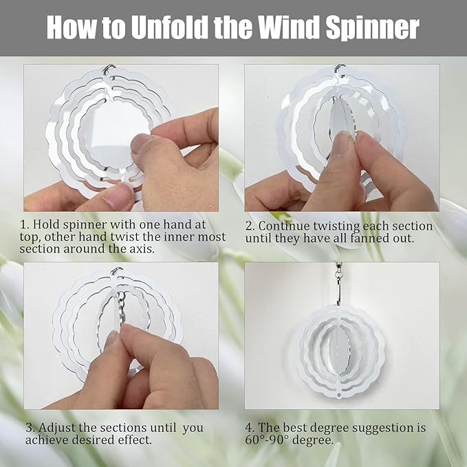 12 Pack 3inch Sublimation Wind Spinner Blanks 3D Aluminum Metal Wind Sculpture Kinetic Spinners for Yard Garden Indoor Art Ornaments Xmas Hanging Decoration (Classics)