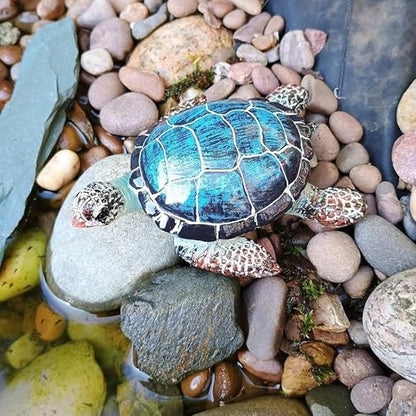 Purple Star Small Turtle Figurine Sea Turtles Figurine Little Resin Turtle for Garden Coastal Beach Decor Outdoor Outside Pond Yard Ornaments Decorations Mini Statue Women Mother Gifts Blue