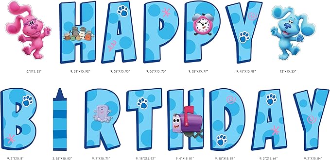 Blue's Clues Happy Birthday Yard Signs with Metal Stakes, 16" Letters