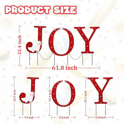 WONDER GARDEN Christmas Metal Yard Stakes, Lighted Joy and Nativity Scene Christmas Garden Stakes Yard Signs, Outdoor Decorations for Lawn Party Outside