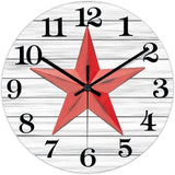 Rustic Wall Clock Western Texas Star Retro Wood Clock Non-Ticking Silent Battery Operated Easy to Read Modern Desk Clock for Kitchen Farmhouse Living Room Decor 12 Inch