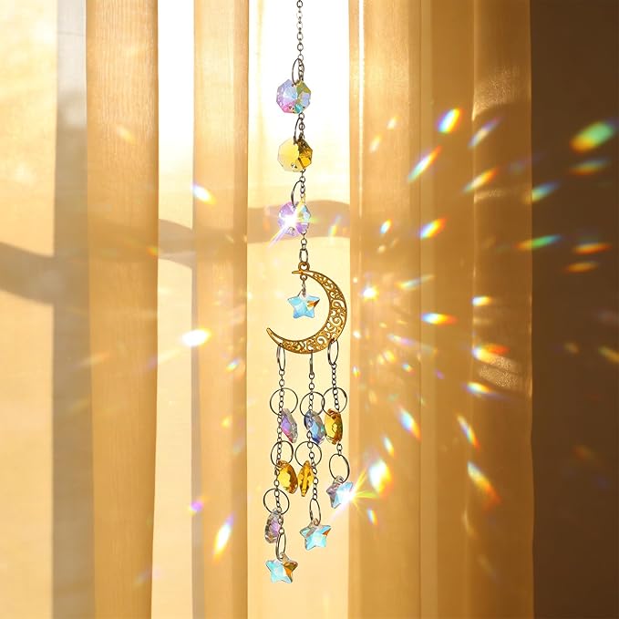 2Pcs Sun Catcher Crystals, Crystal Suncatchers Window Hanging, Natural Amethyst Pendant Ornament for Indoor Outdoor Prism Home Garden Meditation Decor