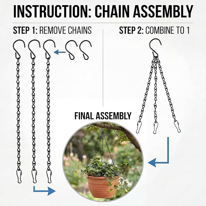 EBOOT 2 Pcs Hanging Chain for Bird Feeders, Planters, Lanterns and Ornaments (35 Inch,Black)