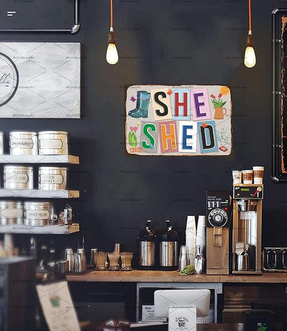 She Shed Sign She Shed Entryway Decor Vintage Decor Home Garden Patio Wall Decoration Woman Cave Sign 12x8 Inch