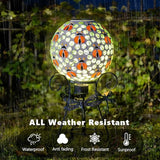 Stargarden Solar Gazing Ball, 10”Glass Gazing Globe, Mosaic Gazing Balls with Metal Ball Stand for Patio, Lawn, Garden Decor(Ladybug)