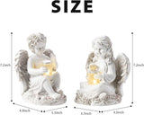 2 Pack Outdoor Angel Statue Garden Decor, Classic Solar Angel Figurine Decoration for Yard Art Indoor Porch Home Lawn Outside Light up Cherub Sculpture Guardian Wings Angel Memorial Gifts Christmas