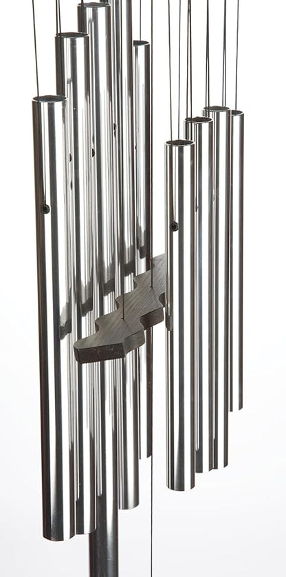 Woodstock Chimes Eastern Energy Healing Wind Chime for Outside 34" Medium Silver,Harmonic Light Sound, Outdoor Decor for Patio, Porch, Garden HC