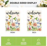 AVOIN colorlife Hummingbird Spring Flowers House Flag 28 x 40 Inch Double Sided, Seasonal Welcome Yard Outdoor Flag