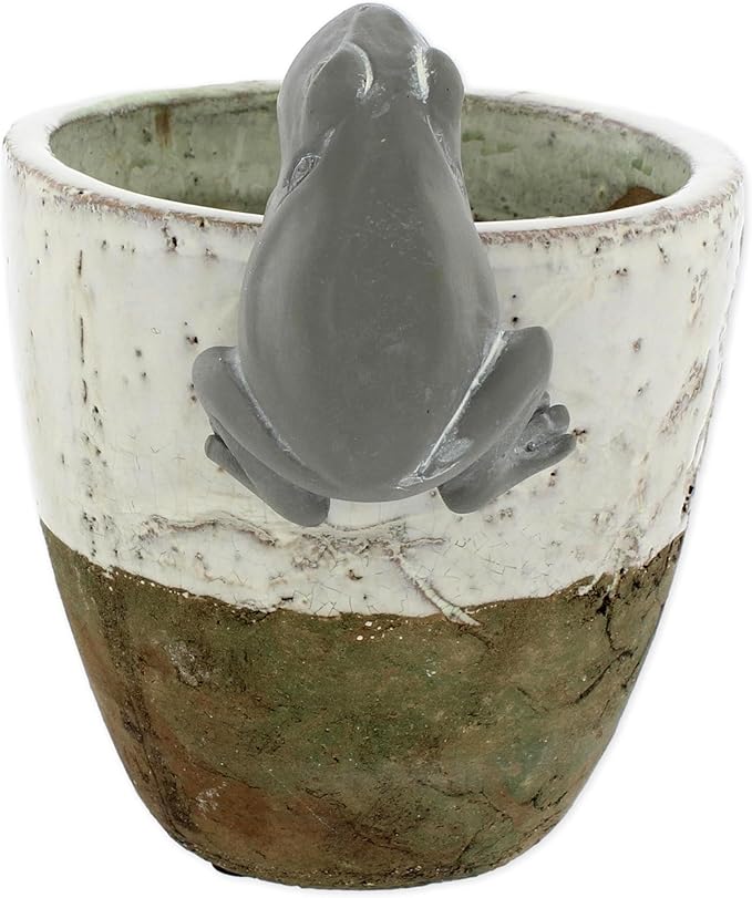 The Bridge Collection Decorative Frog Pot Hugger- Cute Climbing Frog for Hanging on Planters and Flower Pots - Fun Outdoor Plant Pot Accent for Outside Garden Decor