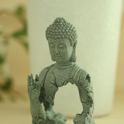Buddha Statue for Home Stone Zen Garden Accessories Meditation Zen Garden Yoga Bonsai Micro Landscape Feng Shui Decor Fish Tank Aquarium Decorations (A-Small)