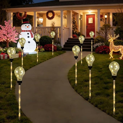 Huacenmy Solar Lights Outdoor Garden Decorative Waterproof 6 Pack Bulb Lights Outside Solar Pathway Lights for Garden Home Christmas Landscape Path Yard Lawn Driveway Flowerbed Decor - Warm White