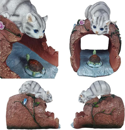 coolboy Gutter Downspout Extension Cat Statues Garden Decoration,Animal Resin Statue Outdoor Decor,Gutter Extension Decorative,Downspout Diverter,3"×4" Downspout Extender Diverter Splash Block