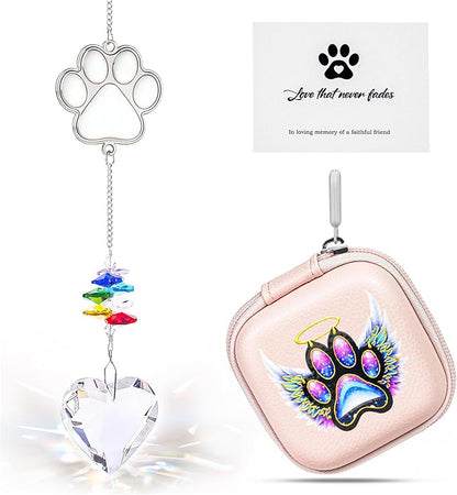 Rainbow Bridge Heart Suncatcher - Pet Memorial Gift for Loss of Dog or Cat, Crystal Remembrance Ornament, Sympathy Keepsake for Puppy Passing Away