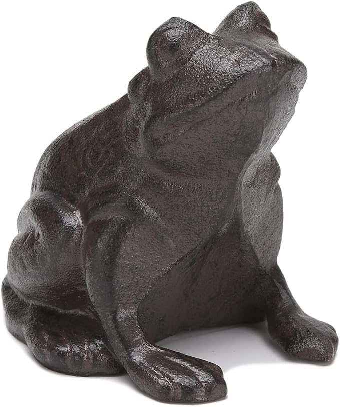 BRASSTAR Cast Iron Lying Frog Statue Lawn Garden Farm Home Figurine Outdoor Decoration TQGJPT510