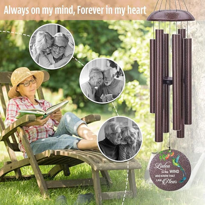 Sympathy Wind Chimes, Personalized Wind Chime for Loss of Loved Mom/Dad/Lover, Colorful Hummingbird Memorial Wind Chimes, Commemorative Sympathy Gifts (Produced in USA)