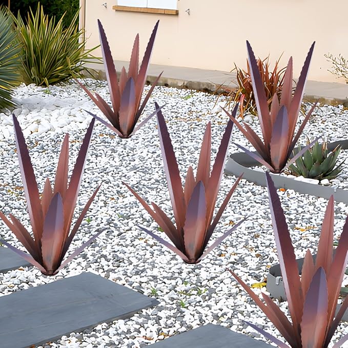 Large Tequila Rustic Sculpture, Wind Resistant Metal Agave Plants Garden Art for Outdoor Home Decor, DIY Hand Painted Metal Agave Yard Sculpture Statue Garden Lawn Ornament Gift (1, Brown)