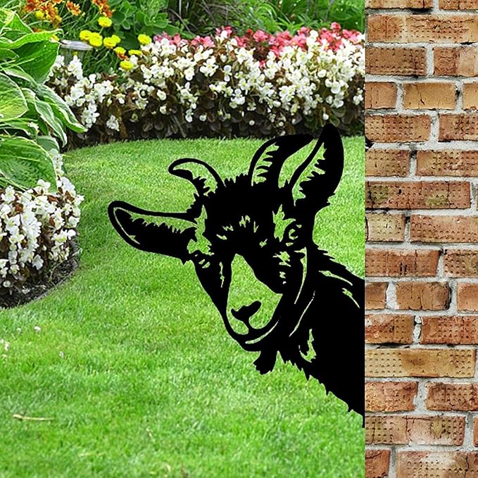 Farm Peeping Sheep Metal Art Outdoor Decor Garden Fence Decoration, Farmhouse Backyard Hang Artwork Wall Decor, Outdoor Yard Patio Lawn Statue Gift for Loved Dad Grandpa (Sheep)