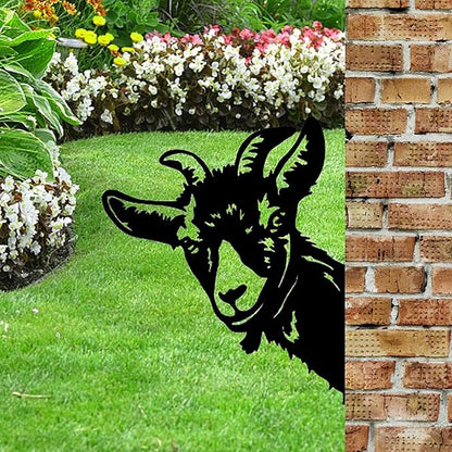 Farm Peeping Sheep Metal Art Outdoor Decor Garden Fence Decoration, Farmhouse Backyard Hang Artwork Wall Decor, Outdoor Yard Patio Lawn Statue Gift for Loved Dad Grandpa (Sheep)