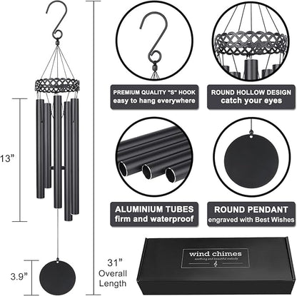 Memorial Wind Chime Sympathy Gift, in Memory of Dad Mom Loved One Healing, Loss of Mom Dad, Bereavement Remembrance Condolence Memorial Gift for Men, Women, Family, Relatives, Neighbors, Friends