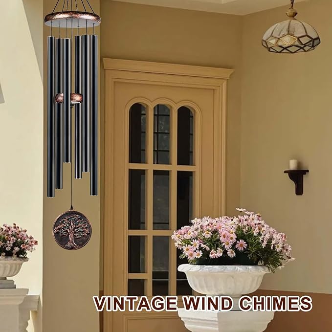 Large Wind Chimes for Outside, 48" Vintage Tree of Life Deep Tone Wind Chime Outdoor Clearance with Heavy Tubes, Patio Porch Garden Decoration, Memorial Gifts for Women Men Mom