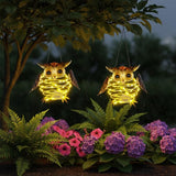 2 Pack Owl Solar Lights Outdoor Hanging Lantern with Handle, Solar Powered Owl Garden Decor for Outside Patio Yard Porch Pathway Owl Gifts for Women (Warm White LED Lights)