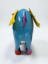 Colorful Enameled Metal Flying Pig Statue - Blue, Patio and Lawn Outdoor Garden Decor, Indoor Home Decoration, Yard Art, Farm Animal Sculpture