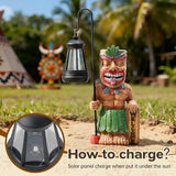 Solar Tiki Outdoor Statues Funny Tiki Bar Decor with Solar Light Waterproof Tiki Figurines Decoration for Lawn Yard Balcony Patio Garden for Christmas Housewarming