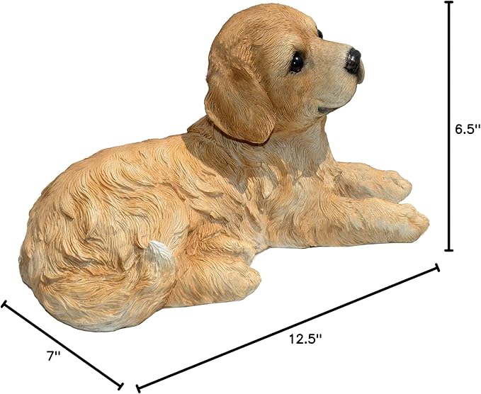 Goldie Retriever Puppy L by Michael Carr Designs - Outdoor Puppy Dog Figurine for Gardens, patios and lawns (80105)