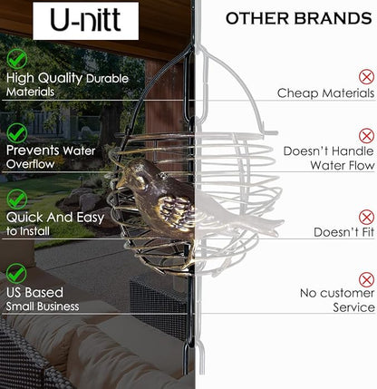 U-nitt Rain Chain Water Collection for Gutters Rainwater Catcher & Diverter, 8.5 FT Chains for Outside Garden, Antique Bird Nest Cups, Roof Downspout, Works with Heavy Rain, Gutter Clip for Rainchains