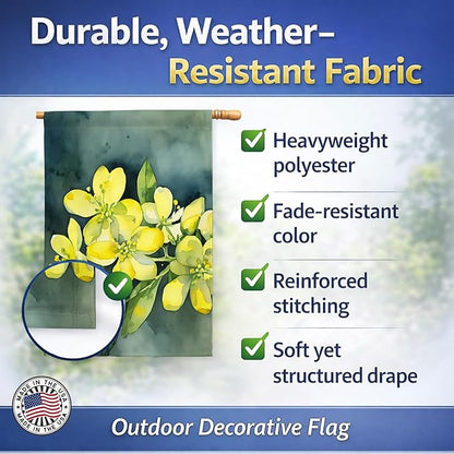 Caroline's Treasures South Carolina Yellow Jessamine in Watercolor House Flag Large Porch Sleeve Pole Decorative Outside Yard Banner Artwork Wall Hanging, Polyester, House Size, Multicolor