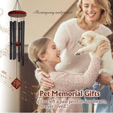 Pet Memorial Gifts for Loss of Dog, 26" pet Memorial Wind Chimes for Outside, Loss of Dogs Sympathy Gift, You Left a paw Print on Our Hearts in Memory of Pets Windchimes